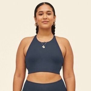 Girlfriend Collective Topanga High Neck Sports Bra in Navy Women’s Size Large